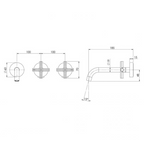 Phoenix Vivid Slimline Plus Wall Basin/Bath Hostess Set 180mm Outlet - LF Brushed Gold - 119-1125-12-1