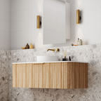 Cassa Design V-Groove 1200mm Natural Oak Wall Hung Vanity - Matte Black Handle - VGR1200WH-OAK-MB
