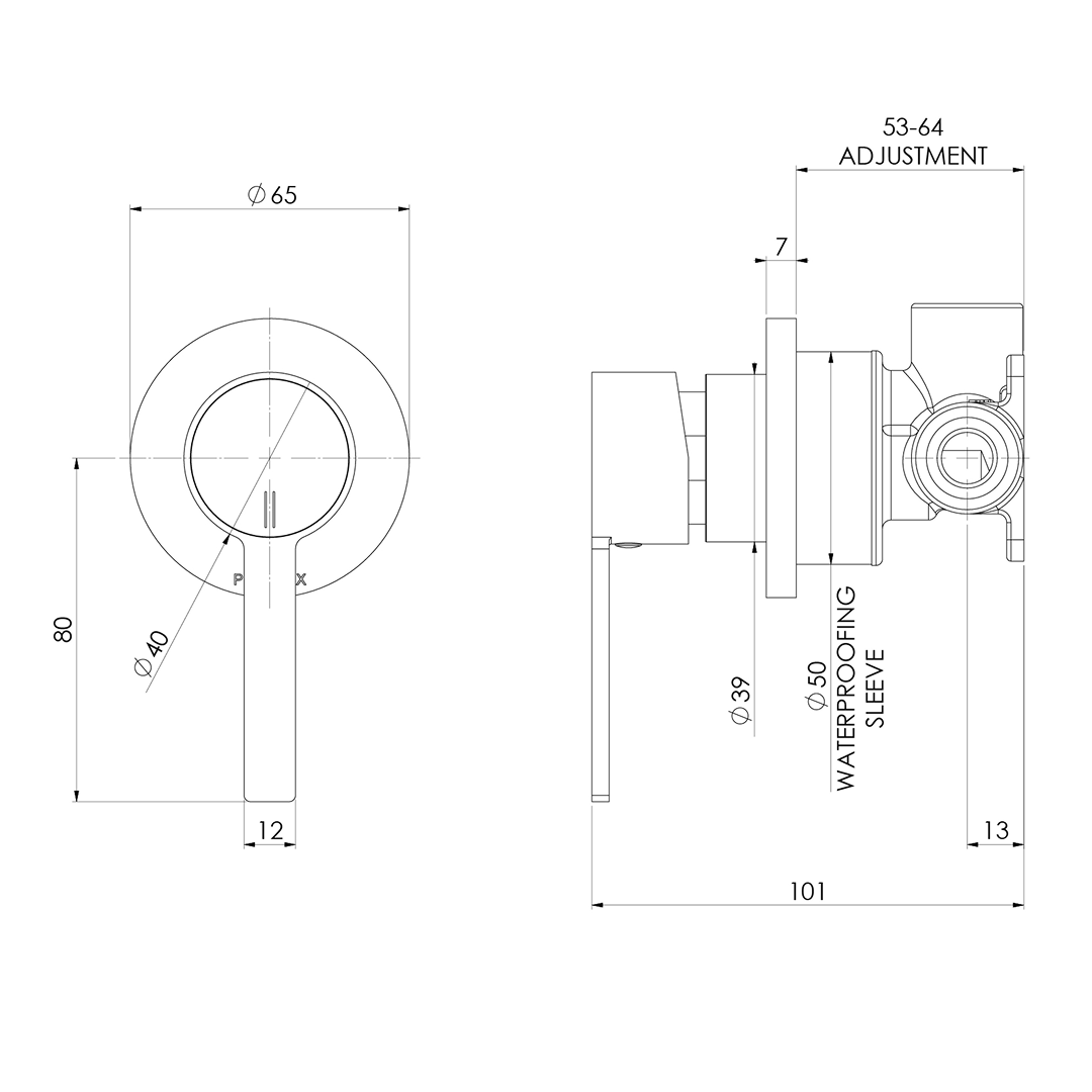 Phoenix Lexi MKII SwitchMix Wall Mixer (Includes In-Wall Body) - LF Chrome 123-2800-00-1