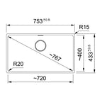 Franke Maris MRG110-72MB-B Undermount Single Bowl Sink - Matte Black - MRG11072MBB
