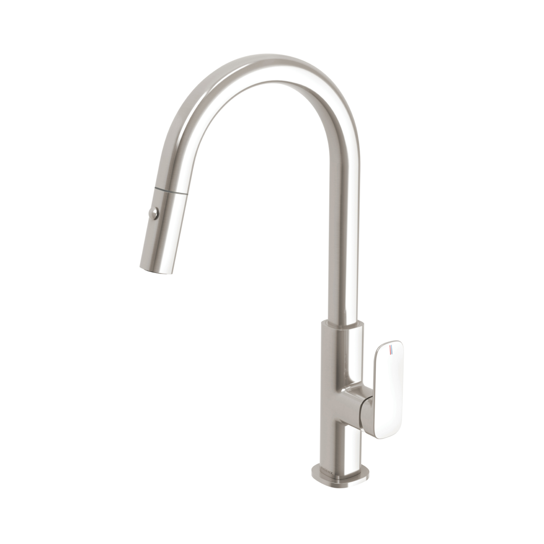 Phoenix Nuage Pull Out Sink Mixer 200mm - LF Brushed Nickel - 129-7105-40-1