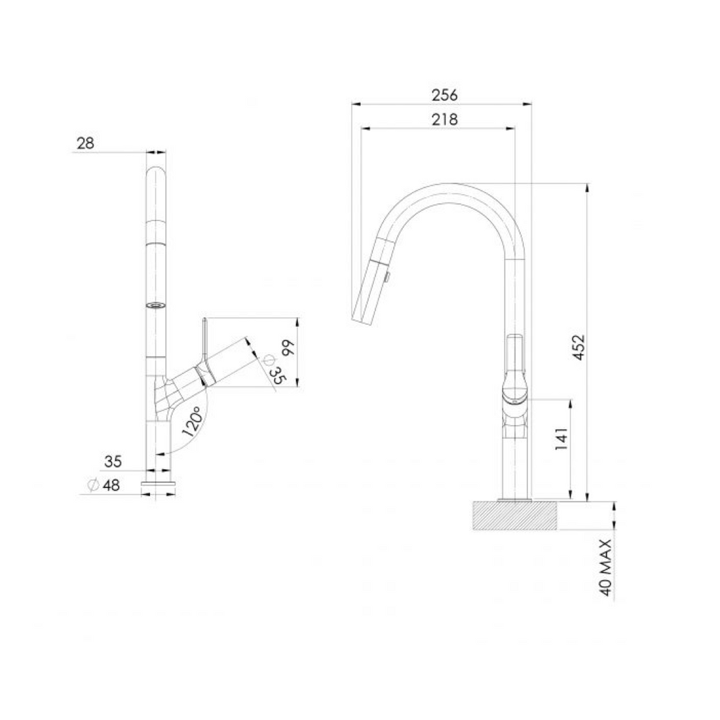 Phoenix Linq Pull Out Sink Mixer - LF 316 Stainless Steel - 133-7120-51-1