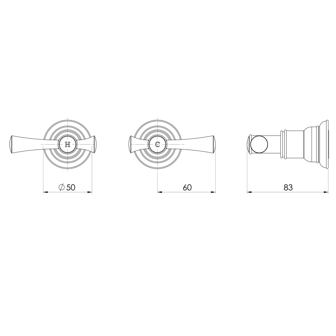 Phoenix Cromford Wall Top Assemblies - LF Brushed Nickel - 134-0600-40-1