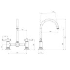 Phoenix Cromford Exposed Sink Tap Set - LF Brushed Gold - 134-1070-12-1