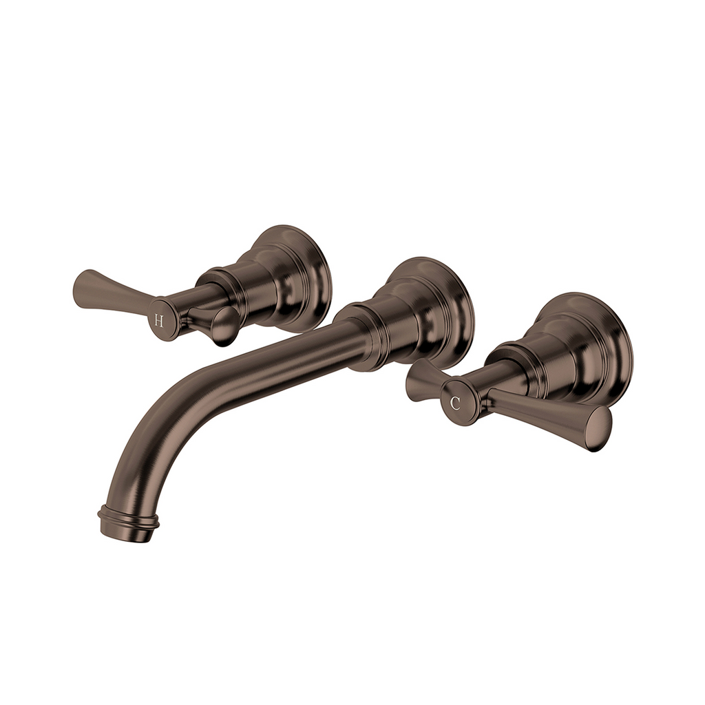 Phoenix Cromford 180mm Wall Basin/Bath Tap Set - LF Brushed Bronze