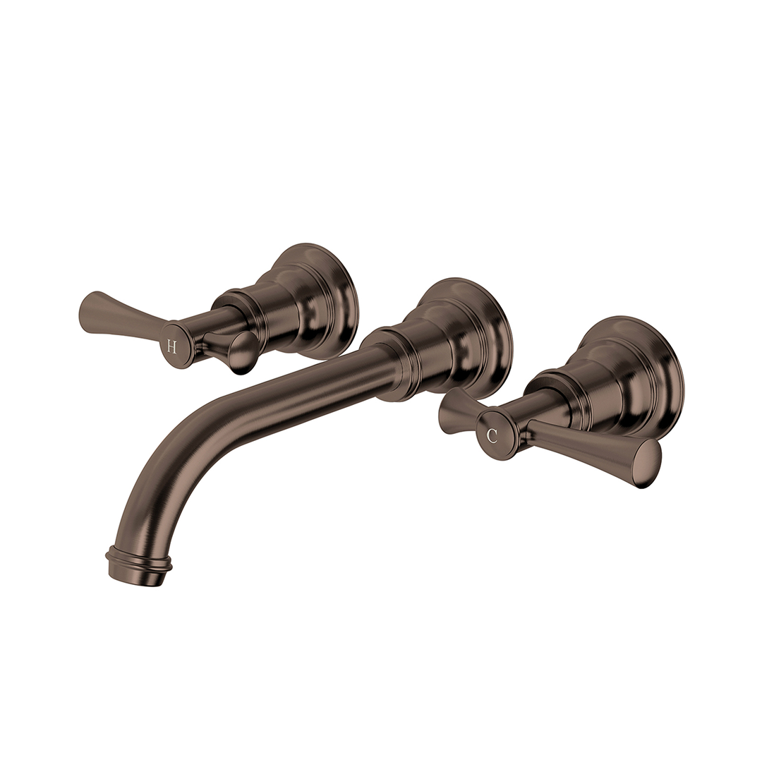 Phoenix Cromford 180mm Wall Basin/Bath Tap Set - LF Brushed Bronze