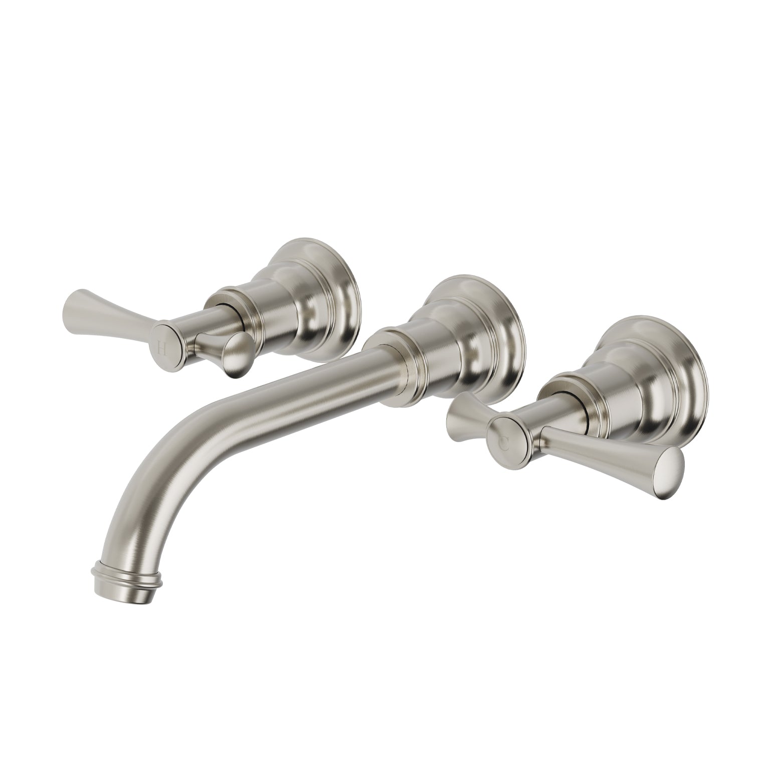 Phoenix Cromford Basin/Bath Wall Tap Set - LF Brushed Nickel - 134-1126-40-1