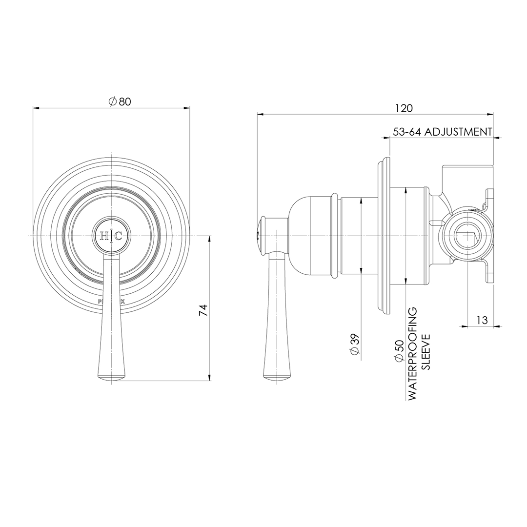 Phoenix Cromford SwitchMix Shower Wall Mixer (Includes In-Wall Body) - LF Brushed Bronze