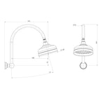 Phoenix Cromford High-Rise Shower Arm & Rose - Brushed Gold - 134-5300-12