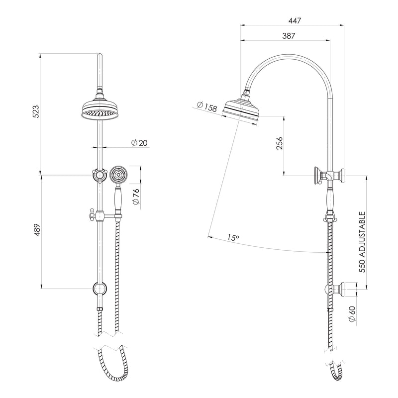 Phoenix Cromford Twin Shower - Matte Black