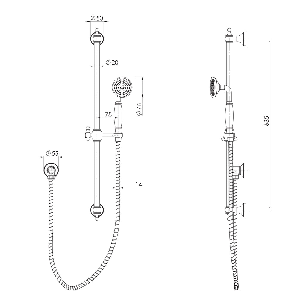 Phoenix Cromford Rail Shower - Matte Black - 134-6810-10