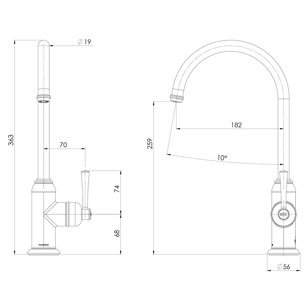 Phoenix Cromford Sink Mixer - LF Chrome - 134-7330-00-1