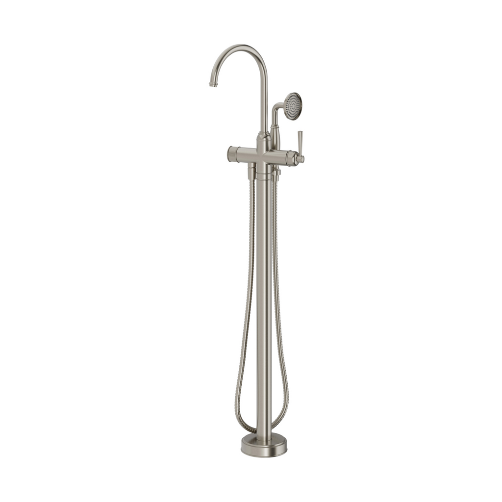 Phoenix Cromford Floor Mounted Bath Mixer w/Hand Shower - Brushed Nickel - 134-7451-40