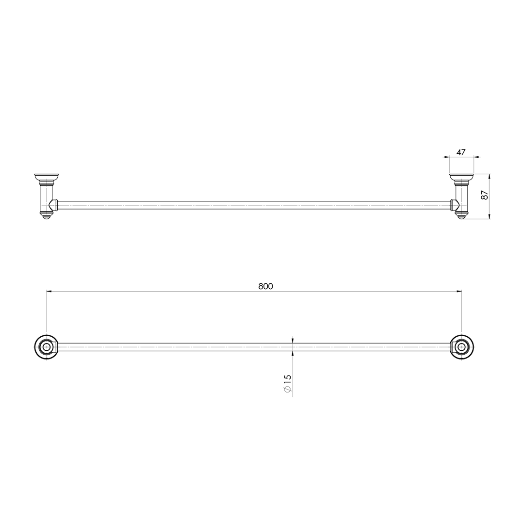 Phoenix Cromford 800mm Single Towel Rail - Brushed Bronze