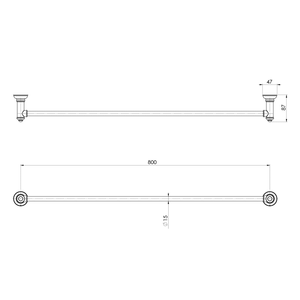 Phoenix Cromford Single Towel Rail 800mm - Chrome - 134-8030-00
