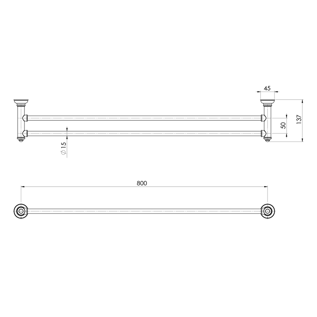 Phoenix Cromford 800mm Double Towel Rail - Brushed Bronze
