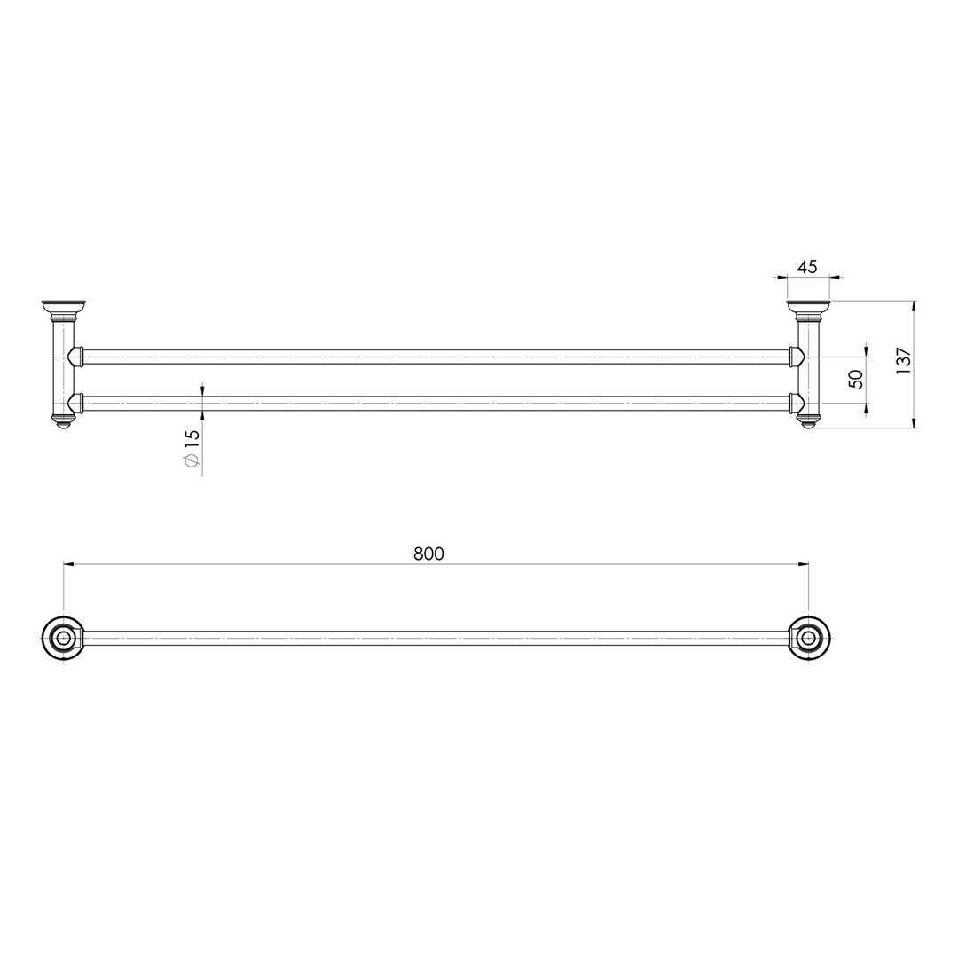 Phoenix Cromford 800mm Double Towel Rail - Brushed Bronze