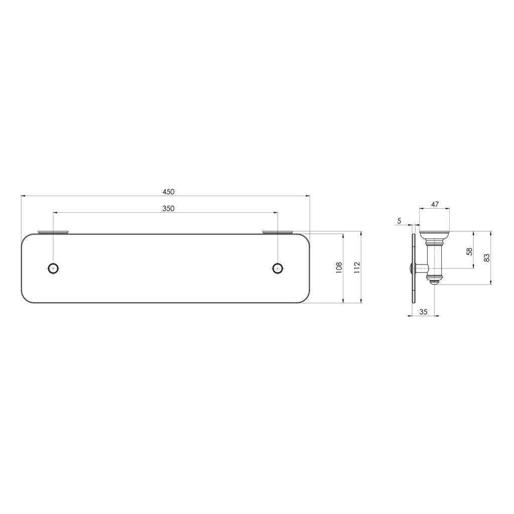Phoenix Cromford Glass Shelf 450mm - Brushed Nickel - 134-8600-40