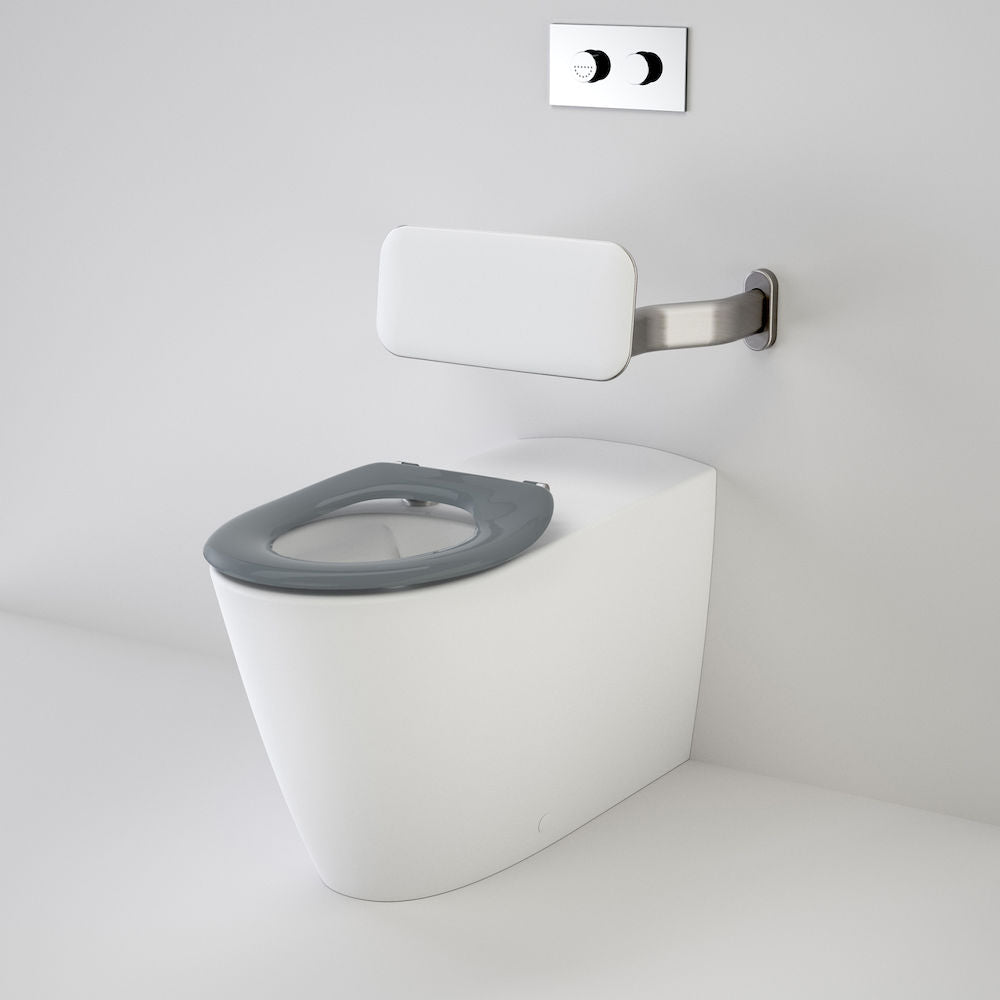 Caroma Care 800 Cleanflush Invisi II Wall Faced Suite with backrest and Caravelle Care Single Flap seat -  Anthracite Grey