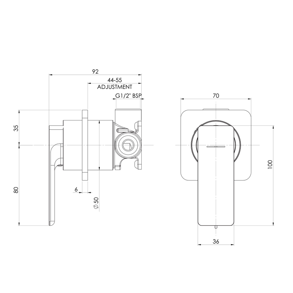 Phoenix Gloss MKII SwitchMix Shower / Wall Mixer (Trim Kit Only) - LF Brushed Carbon - 135-2805-31-1