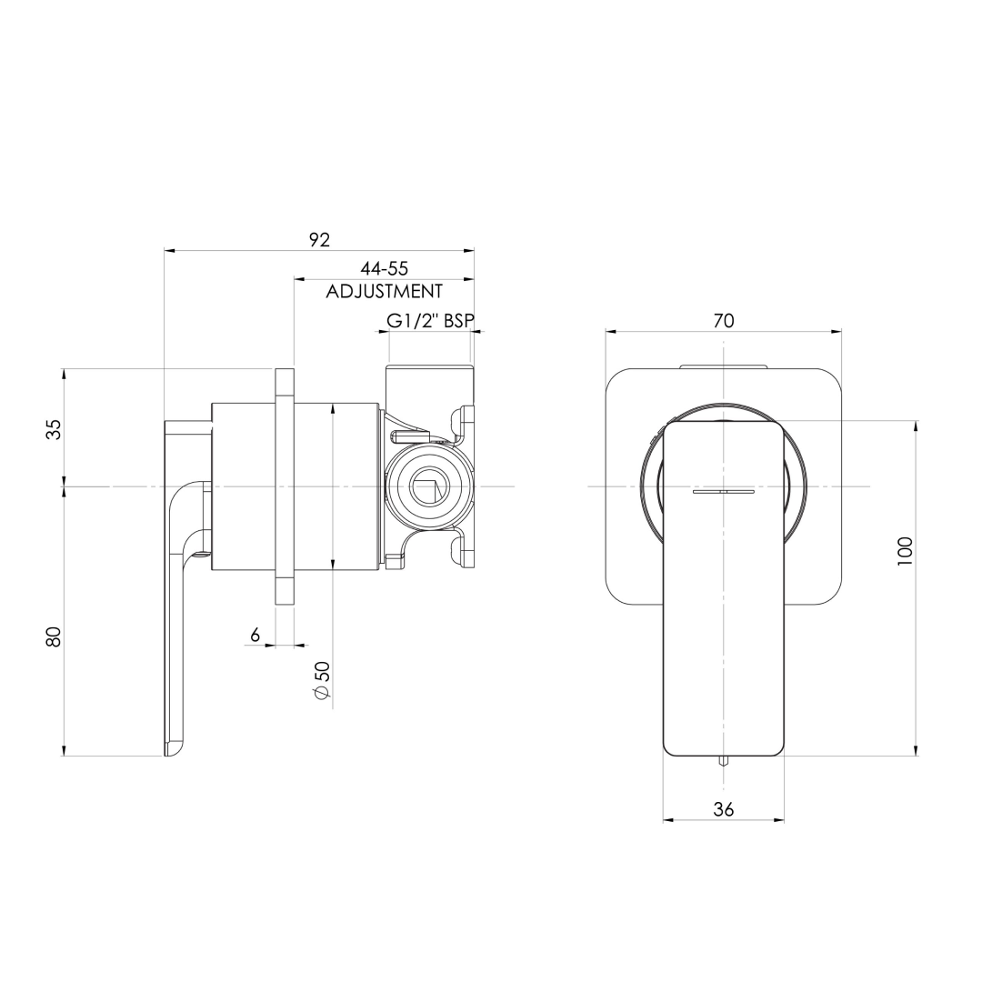 Phoenix Gloss MKII SwitchMix Shower / Wall Mixer (Trim Kit Only) - LF Brushed Carbon - 135-2805-31-1