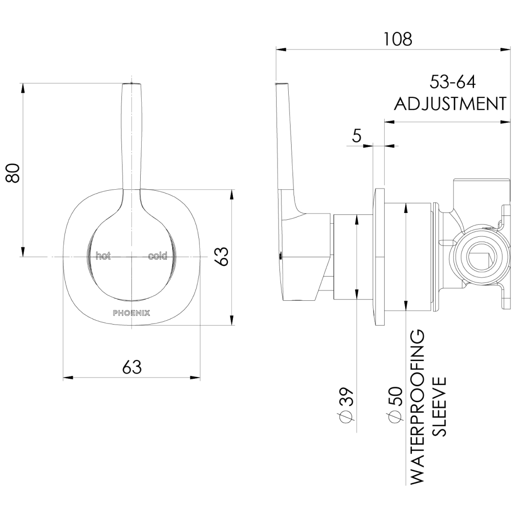 Phoenix Vask SwitchMix Pin-Up Shower Wall Mixer (Includes In-Wall Body) - LF Brushed Bronze