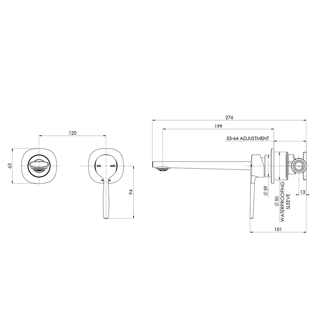 Phoenix Vask SwitchMix Wall Basin/Bath Mixer (Includes In-Wall Body) - LF Brushed Bronze