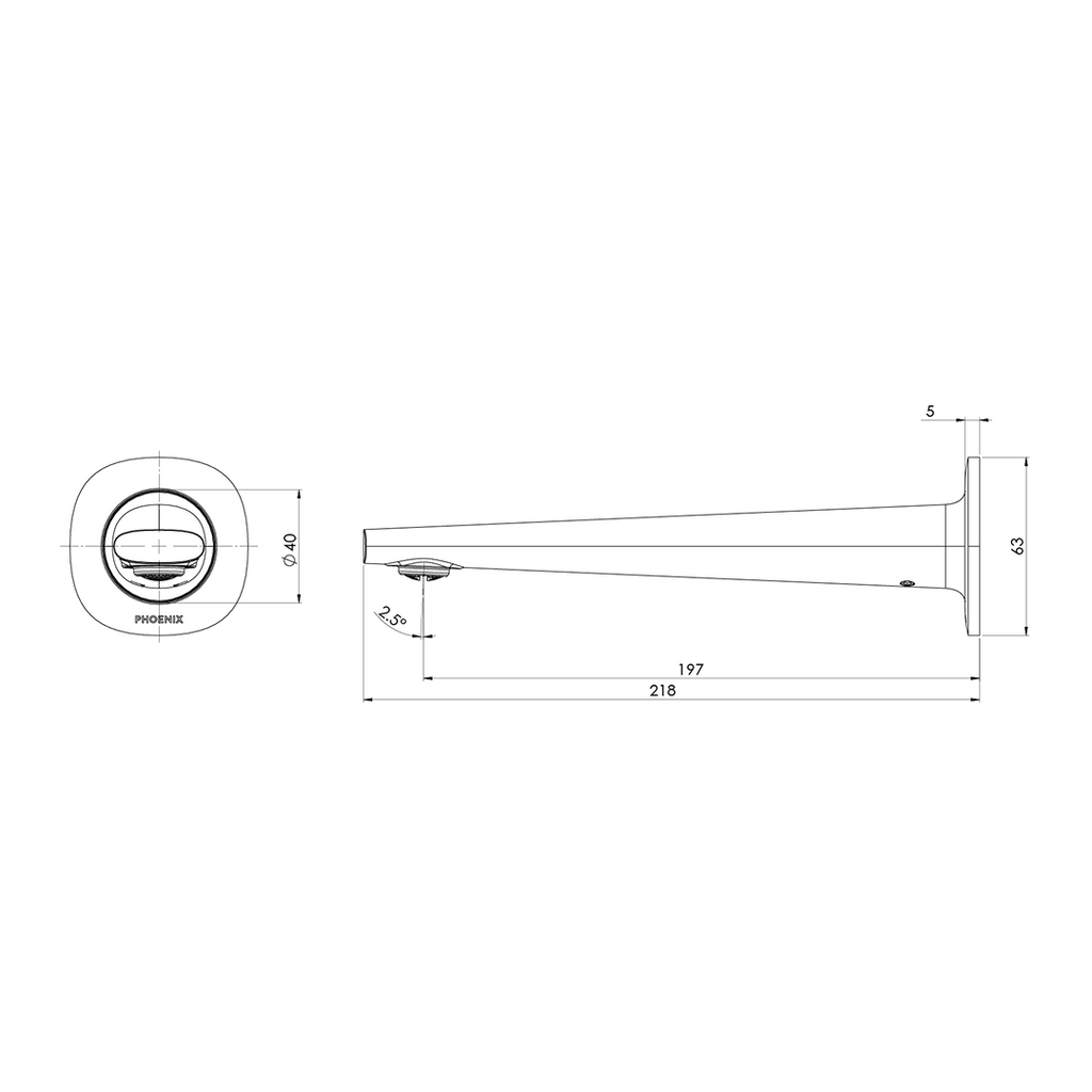 Phoenix Vask 200mm Wall Basin / Bath Outlet - Brushed Bronze