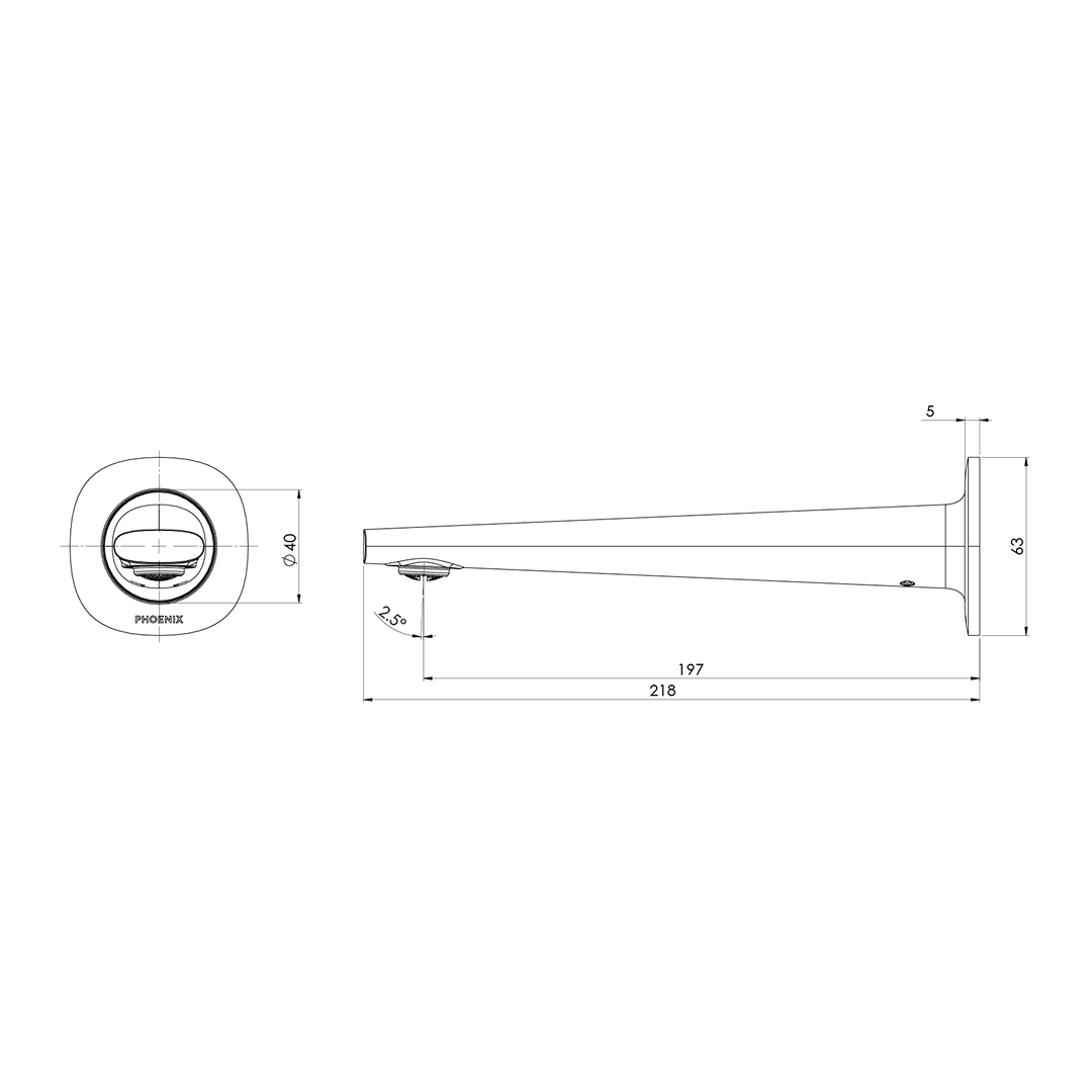 Phoenix Vask 200mm Wall Basin / Bath Outlet - Brushed Bronze
