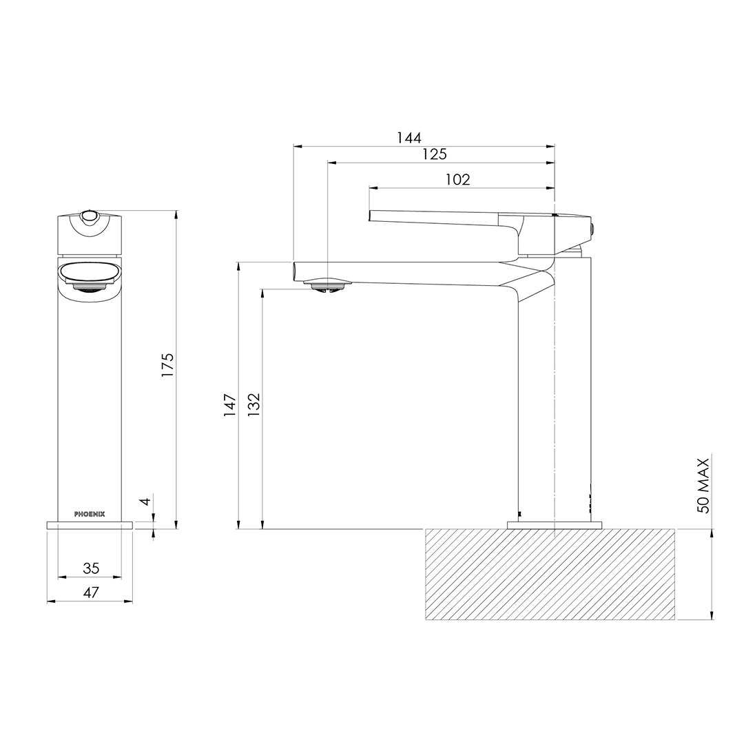 Phoenix Vask Basin Mixer - LF Brushed Bronze