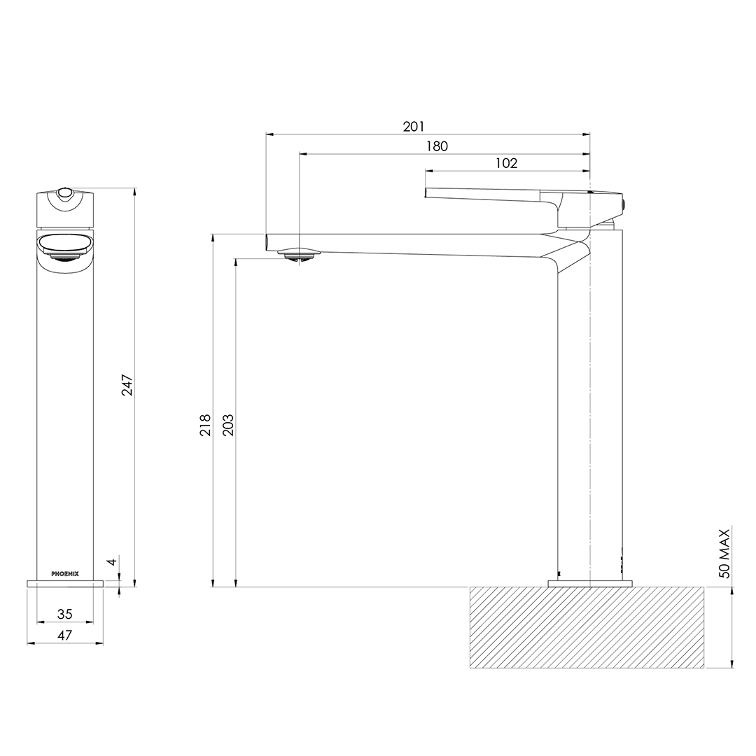 Phoenix Vask Vessel Mixer - LF Brushed Bronze