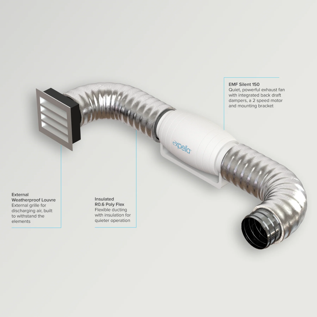 Expella Shadowline 1200mm Diffuser Pro Quiet Flow Inline Exhaust Kit - 1SLD1200P + 1406220