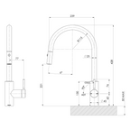 Phoenix Vivid MkII 240mm Gooseneck Pull Out Sink Mixer - LF Brushed Bronze