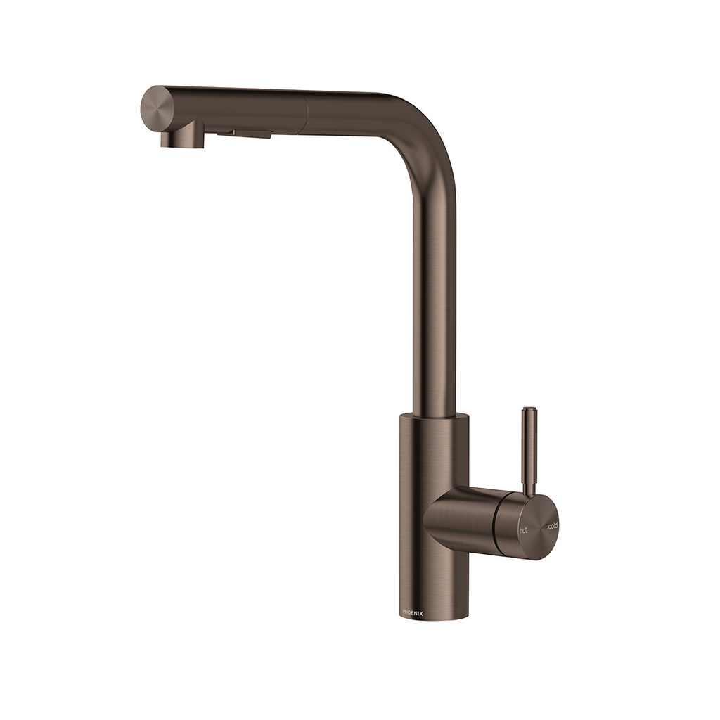 Phoenix Vivid MKII L-Shaped 230mm Pull Out Sink Mixer - LF Brushed Bronze