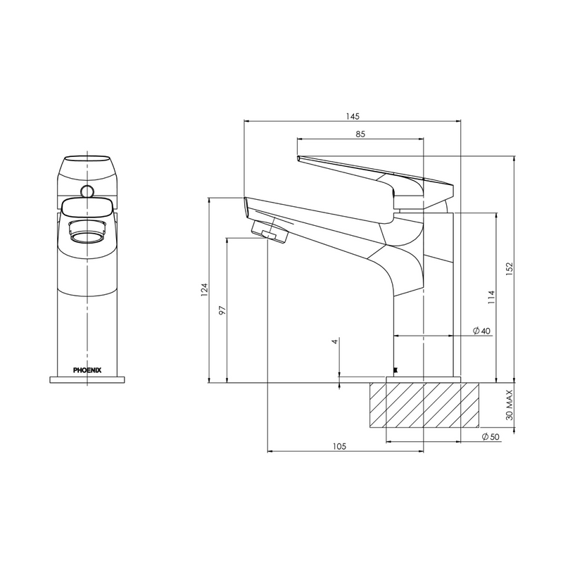 Phoenix Arlo Basin Mixer 6 Star - LF Brushed Nickel