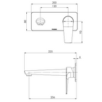 Phoenix Arlo 200mm 6 Star Wall Basin/Basin Mixer Trim - LF Matte Black - 151-7815-10-1