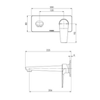 Phoenix Arlo Wall Basin/Bath Mixer Set 6 Star 200mm Trim Kit Only (Body Extra) - LF Brushed Nickel - 151-7815-40-1