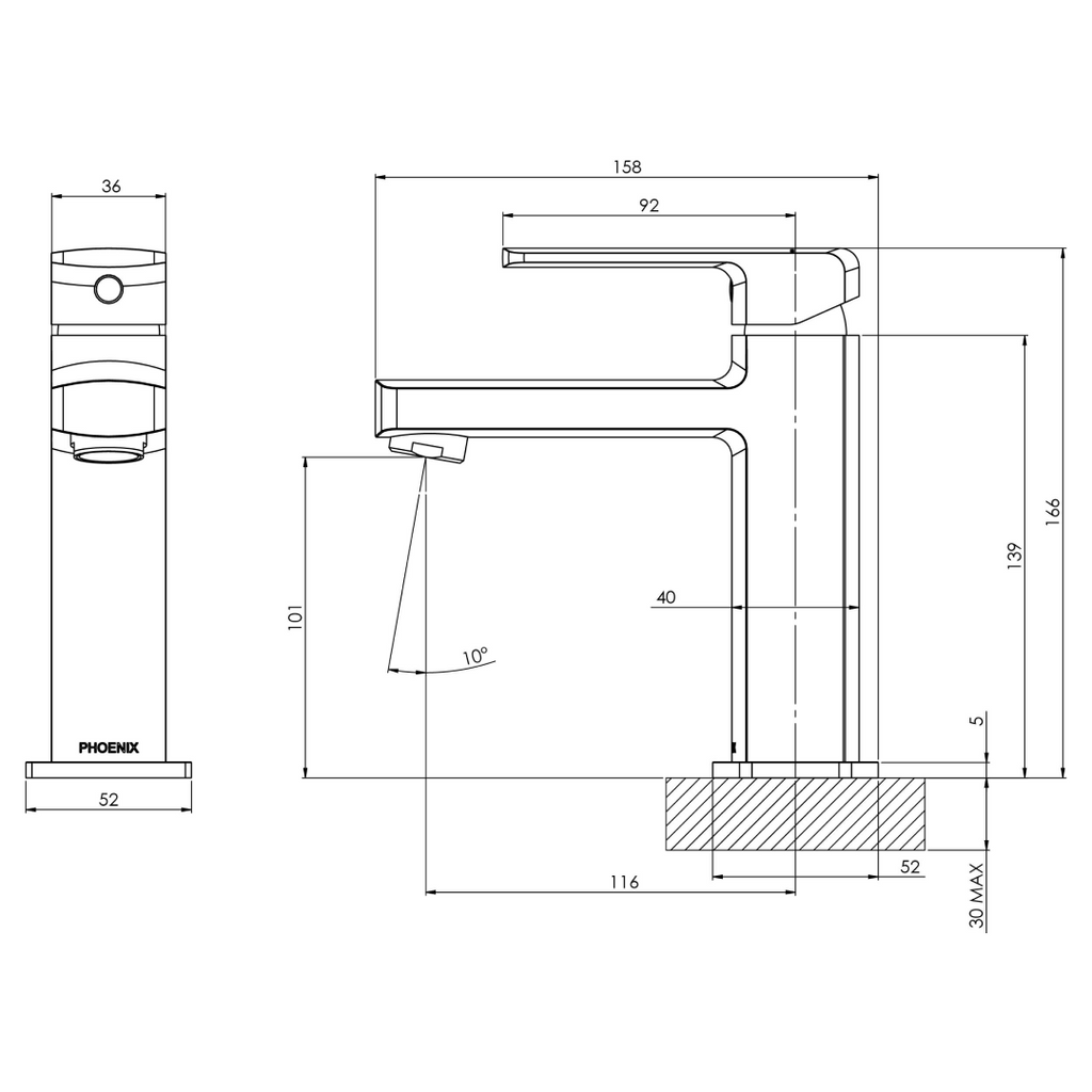 Phoenix Teva 6 Star Basin Mixer - LF Chrome - 152-7704-00-1