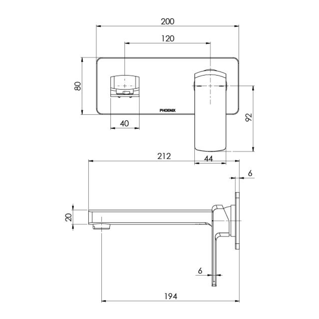 Phoenix Teva 200mm 6 Star Wall Basin/Basin Mixer Trim - LF Chrome - 152-7815-00-1