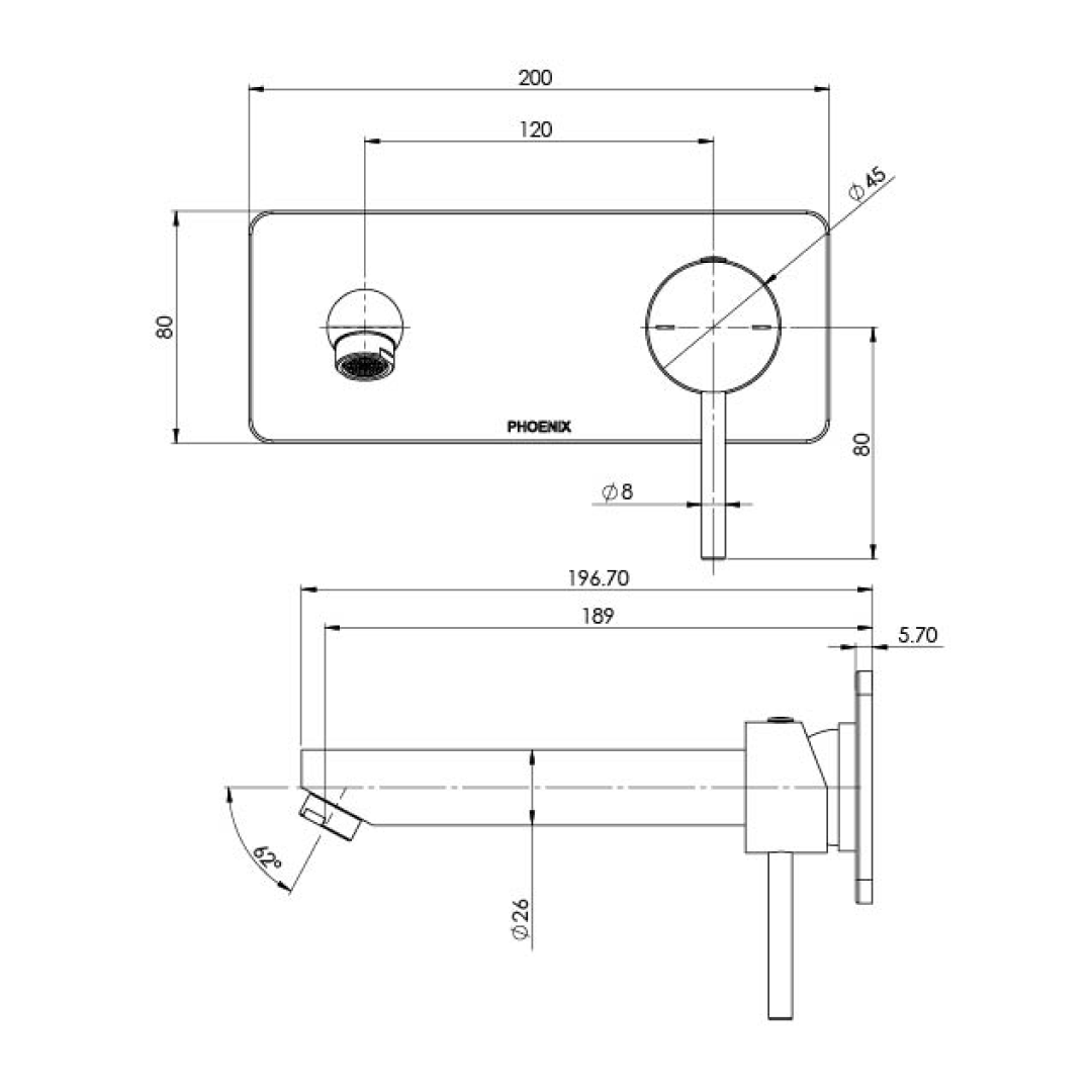 Phoenix Pina 180mm 6 Star Wall Basin/Basin Mixer Trim - LF Chrome - 153-7815-00-1