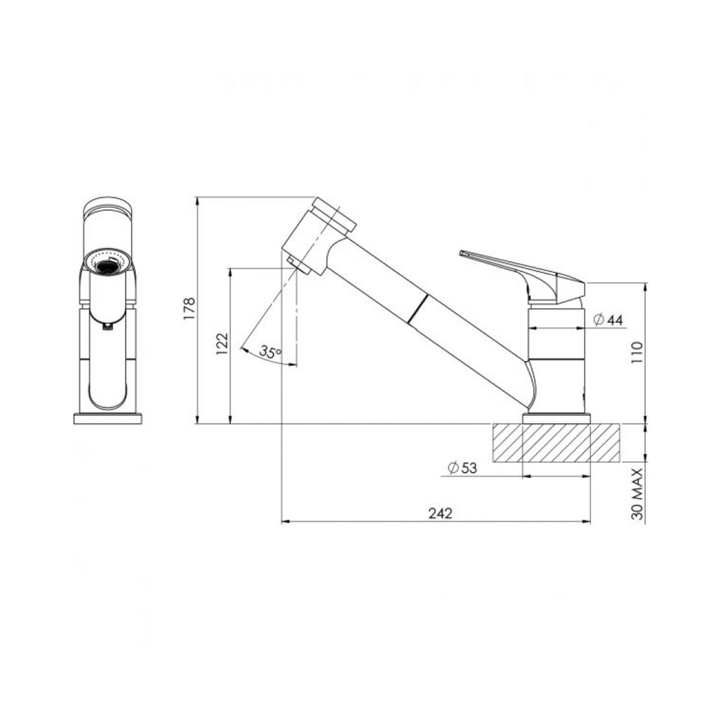 Phoenix Ivy MKII Pull-Out Sink Mixer - LF Chrome - 154-7100-00-1