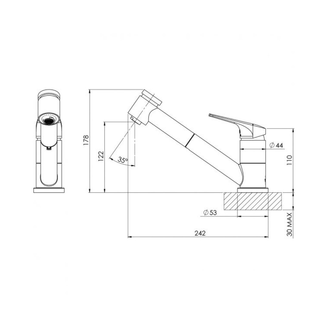 Phoenix Ivy MKII Pull-Out Sink Mixer - LF Chrome - 154-7100-00-1