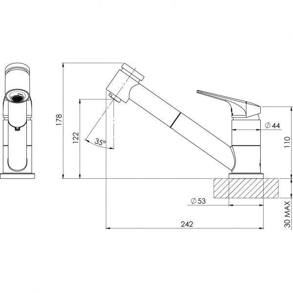 Phoenix Ivy MKII Pull Out Sink Mixer - LF Chrome - 154-7101-00-1