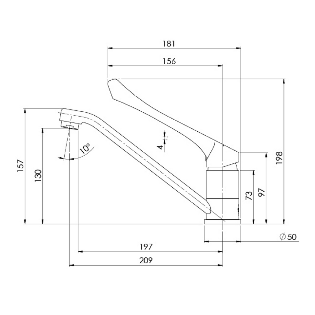 Phoenix Ivy MKII 6 Stars Extended Handle Swivel Sink Mixer - LF Chrome - 155-7301-00-1