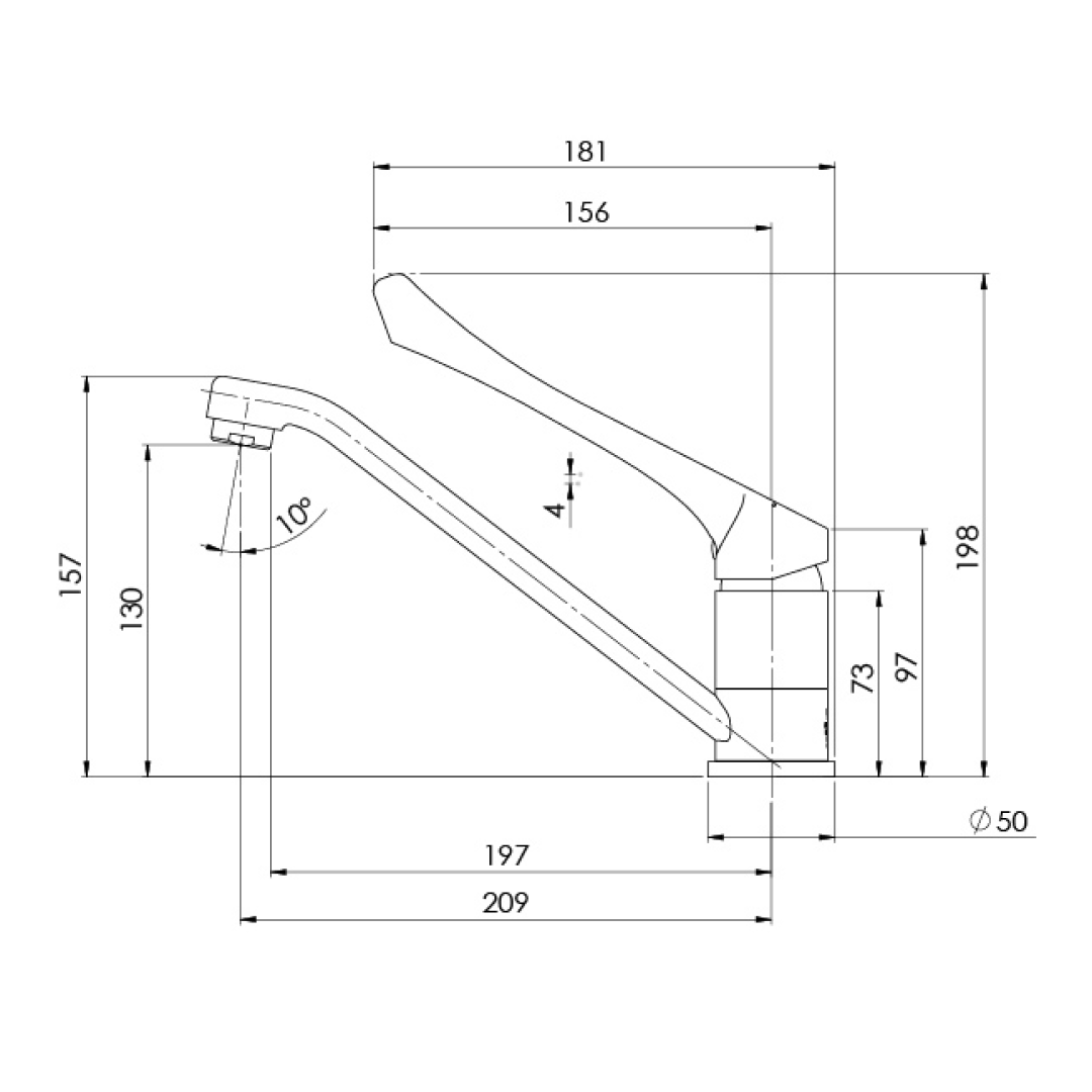 Phoenix Ivy MKII 6 Stars Extended Handle Swivel Sink Mixer - LF Chrome - 155-7301-00-1