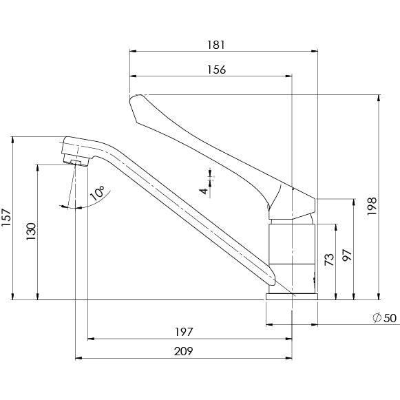 Phoenix Ivy MKII Extended Handle Swivel Sink Mixer - LF Chrome - 155-7300-00-1