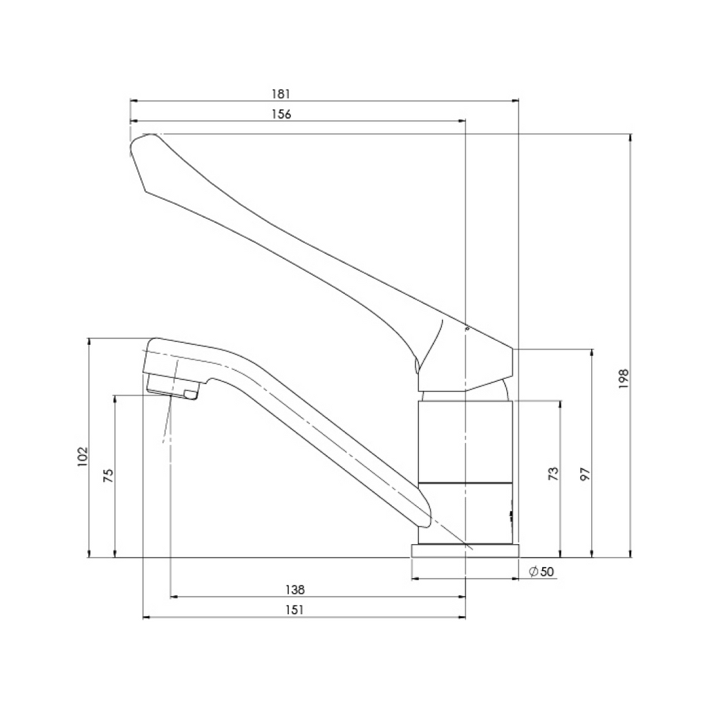 Phoenix Ivy MKII Extended Handle Swivel Basin Mixer - LF Chrome - 155-7710-00-1