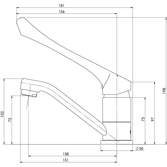 Phoenix Ivy MKII Extended Handle Swivel Basin Mixer 6 Star - Chrome - 155-7711-00-1