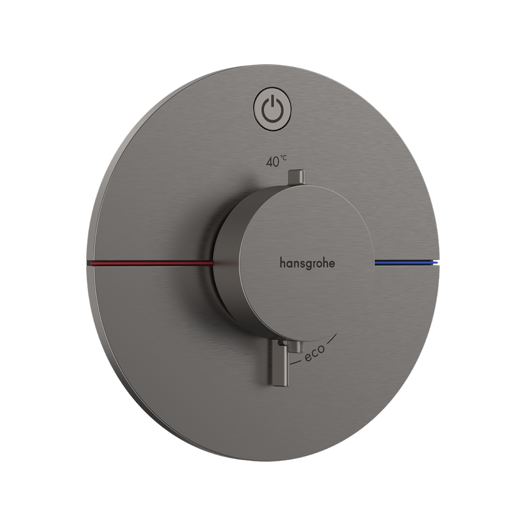 Hansgrohe ShowerSelect Comfort S Thermostat Single Function Wall Mixer (Requires In-Wall Body) - Brushed Black Chrome