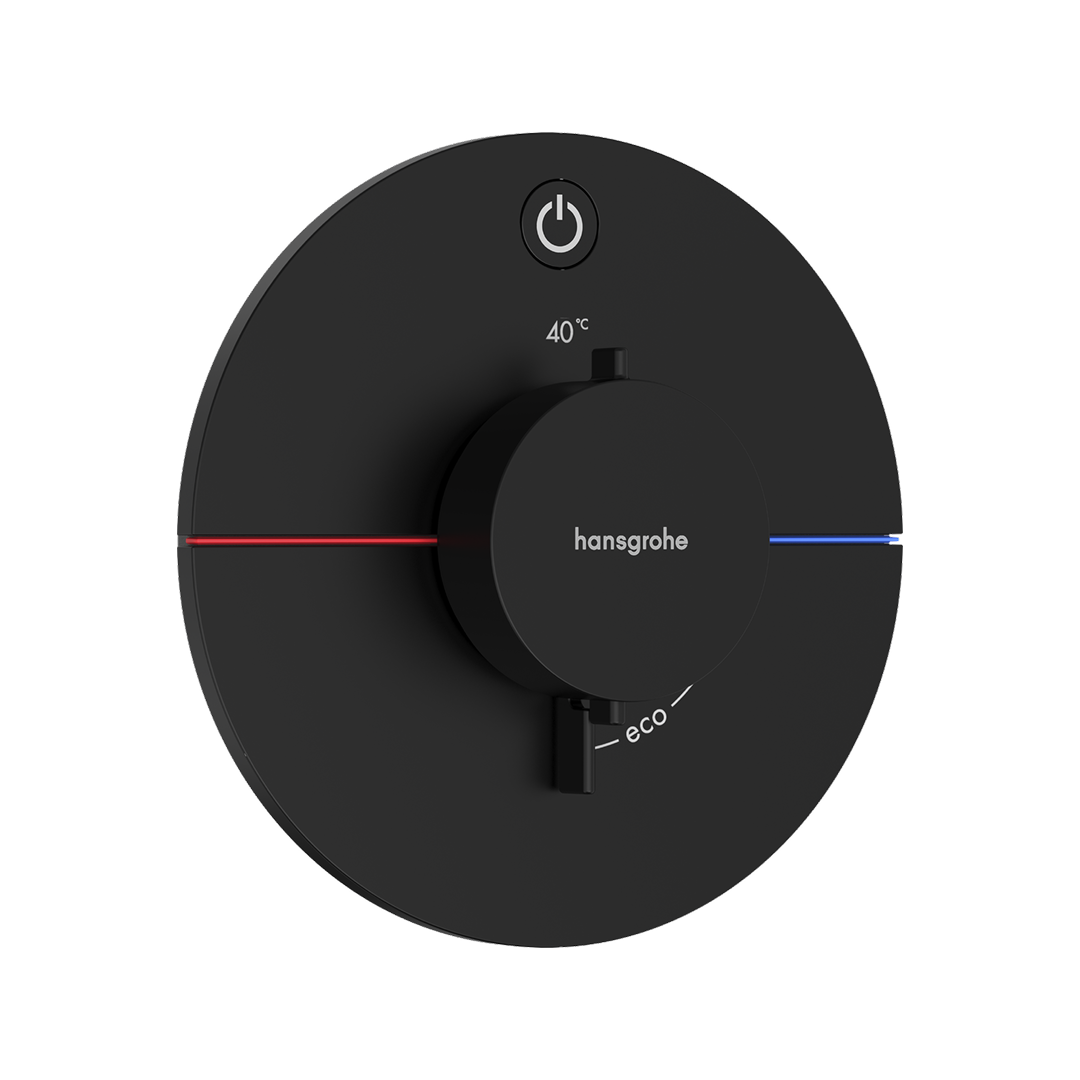 Hansgrohe ShowerSelect Comfort S Thermostat Single Function Wall Mixer (Requires In-Wall Body) - Matte Black